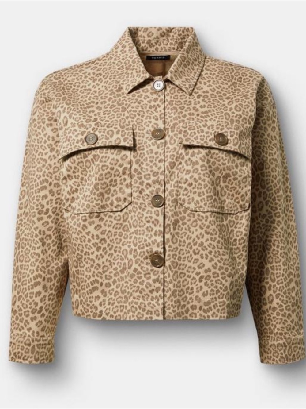 torrid Leopard Print Jean Jacket in Tan and Black